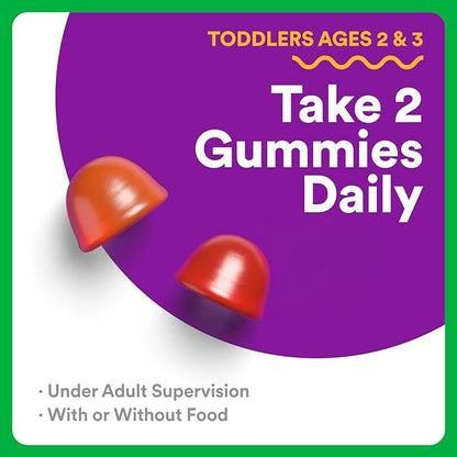 SmartyPants Organic Toddler Multivitamin Gummies: Omega 3 (ALA), Vitamin D3, C, Vitamin B12, B6, A, K & Zinc for Immune Support, Biotin, Vegetarian, Two Fruit Flavors, 60 Count (30 Day Supply)