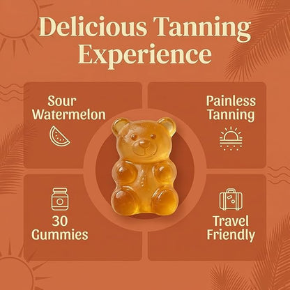 tebazoew Savanna Skin Tanning Gummies, with Astaxanthin, Beta-Carotene, Lycopene & Vitamins, Radiant Healthy Skin Natural Looking Glow, Bronzing, Non-GMO & Vegan