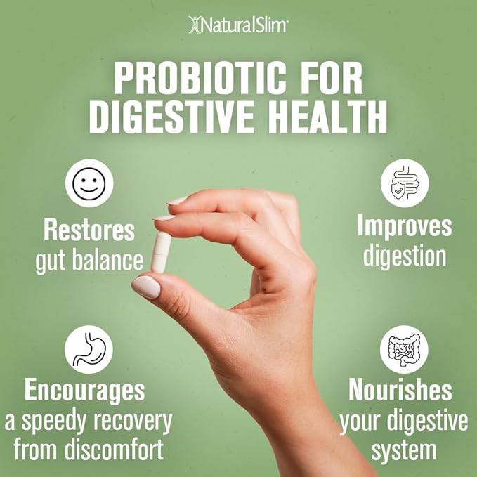 NaturalSlim Good Flora, Probiotics for Women & Men - Gut Health Supplements with 7 Powerful Strains for De-Bloating & Vitality - Probiotics for Digestive Health, 60 Vegetarian Capsules, Solo