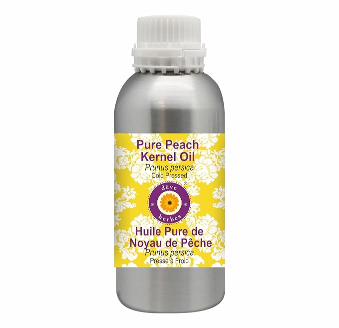 Deve Herbes Pure Peach Kernel Oil (Prunus persica) Cold Pressed 300ml (10 oz)