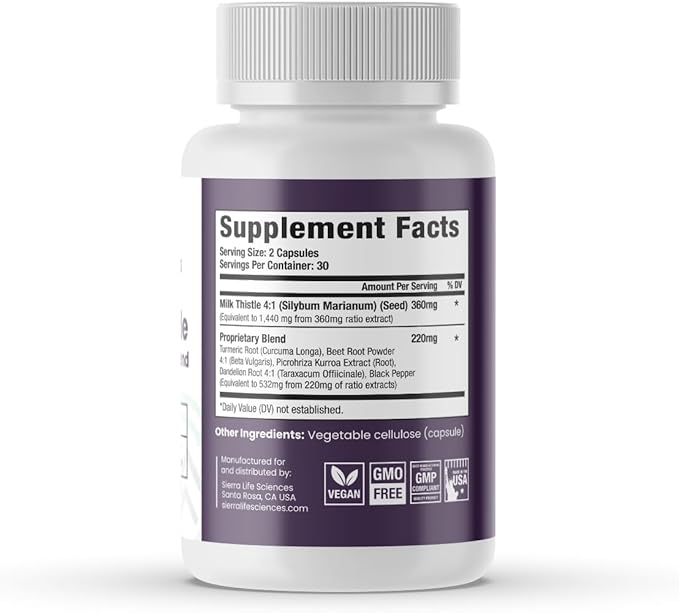 Milk Thistle+ Liver Support Blend | 580mg with Turmeric, Dandelion Root, Beet, & Black Pepper | for Liver Enzyme Support, Detox & Antioxidant Defense | 60 Capsules