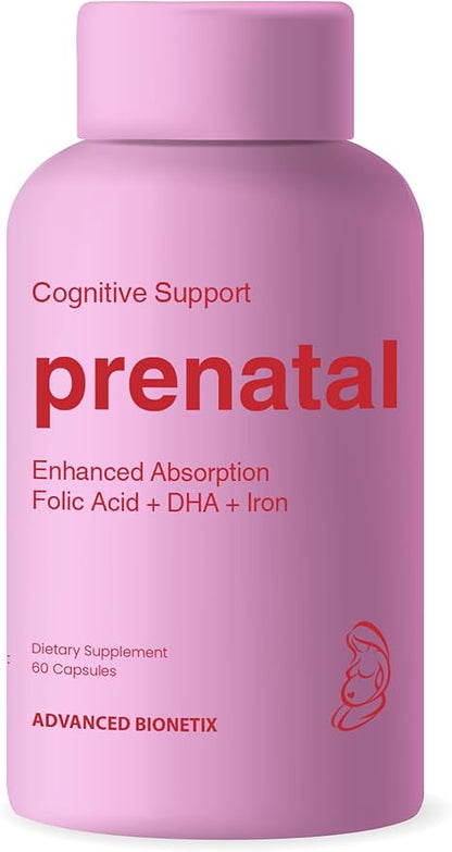 Bio-Available Prenatal Vitamins for Women, Natural Methylated Folate Folic Acid, DHA Omega 3. Multivitamin Pre, During & Post Pregnancy