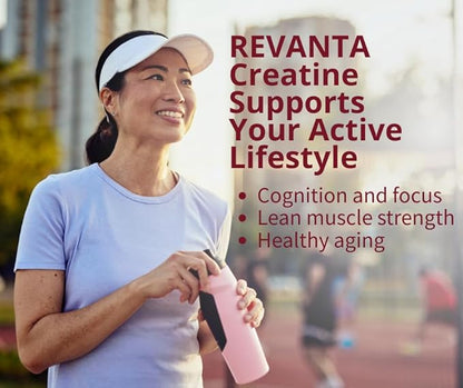 REVANTA Creatine Monohydrate Powder Cognitive & Lean Muscle Support Supplement for Women, Men Cellular Energy for Memory, Focus, Strength & Healthy Aging Professional Grade, Unflavored (300 Grams)