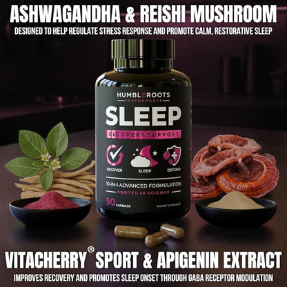 Extra Strength Sleep Aid for Adults with Extended Release MicroActive Melatonin, Ashwagandha, L-Theanine, & 7 Additional All-Natural Ingredients | Advanced Recovery Supplement (90 Capsules)