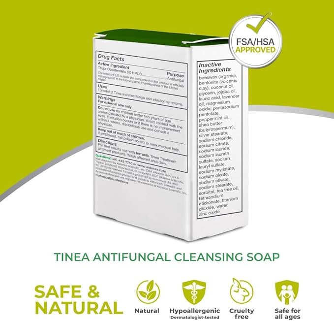 terrasil Tinea Versicolor Treatment Cream + Tinea Soap 2-Product Kit Made in the USA, Clinically Proven 1% Clotrimazole. Antifungal Treats Most Ringworm & Fungal Infections. (.5oz Tube + 75g soap)