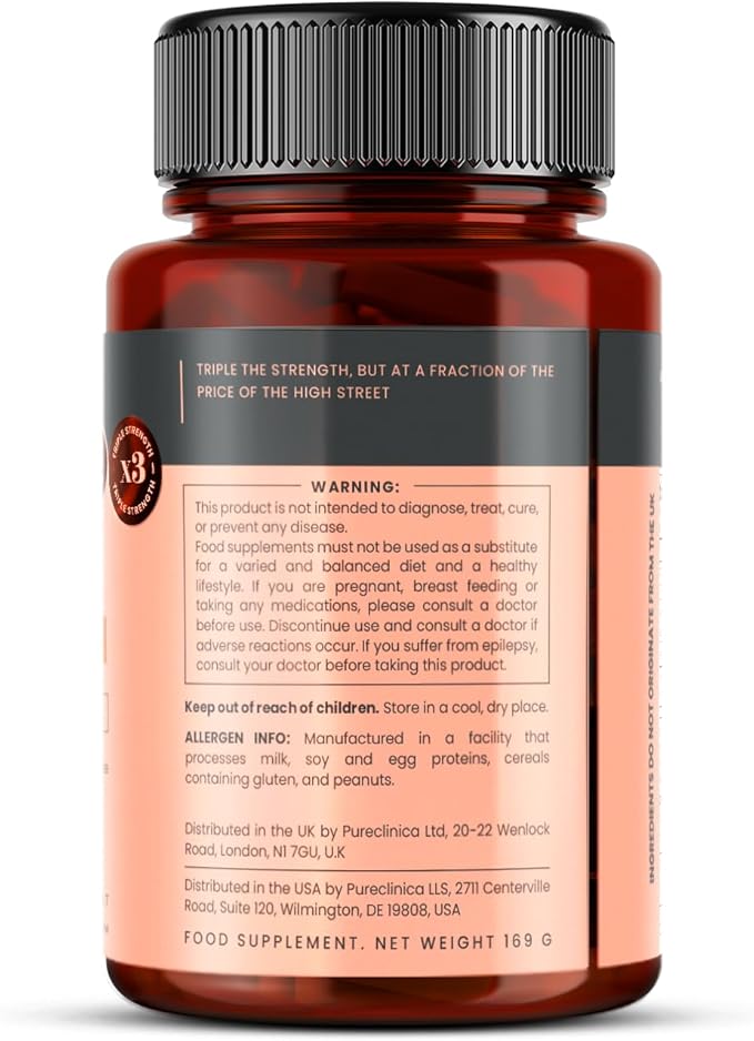 pureclinica Hyaluronic Acid 300mg x 1080 Tablets (6 Bottles of 180 Tablets - 3 Years Supply). Triple Strength Hyaluronic Acid. 300% Stronger Than Any Other HLA Tablet