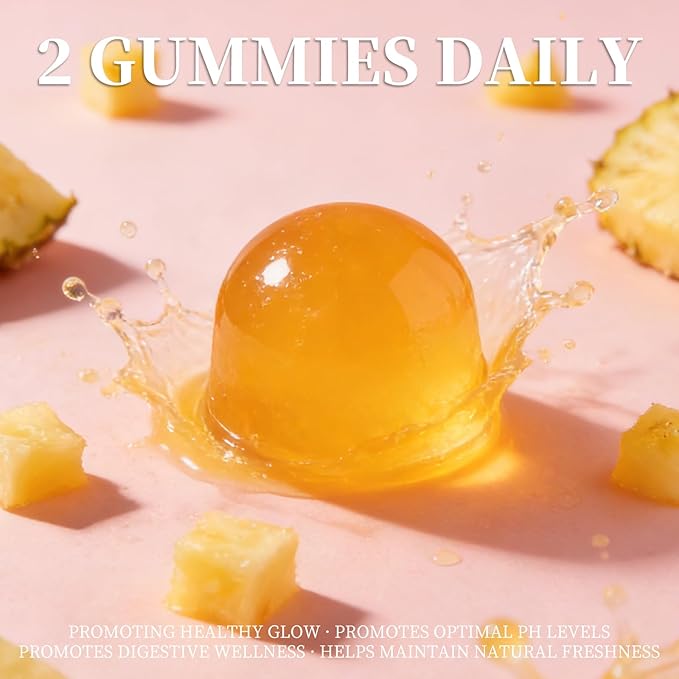 Premium Feminine Balance Gummies for Women – Hawaiian Pineapple Flavor – Supports pH & Daily Wellness – Probiotic Supplement – Vegan, Gluten-Free – 60 Gummies (30 Servings)