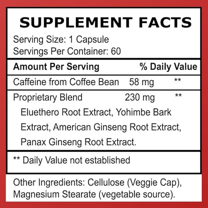 Herbal Nitro Extreme Energy Pills - 6 to 10 Hour Boost, No Crash or Jitters Maximum Strength Natural Energy Supplement for Women & Men - Fatigue, Focus & Motivation (60 Count)