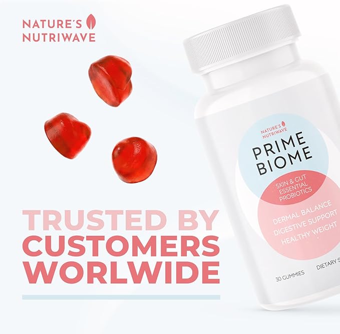 PrimeBiome Probiotic Gummies – Plant-Based Blend with Inulin, Lion’s Mane, Ginger & More– Non-GMO, No Stimulants, GMP Certified – 30 Gummies, 3 Month Supply