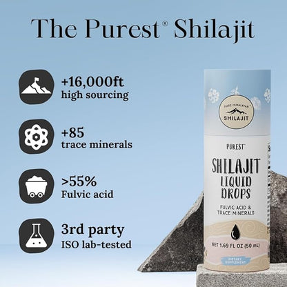 Pure Himalayan Shilajit ® Liquid Drops - The Purest Form of Shilajit, 99.9% Absorption for Immune Support, Energy Boost, Anti-Aging - Natural Trace Minerals & Fulvic Acid (50ml)
