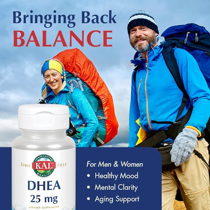 KAL DHEA Vegetarian Tablets, 25 mg, 60 Count