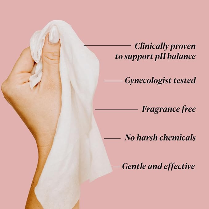 Nakery Pure Refresh Soothing Moisture Wipes For Women 50+, Firming Intimate Cleansing Wipes, pH Balanced With Aloe, Fragrance Free For Dryness, Odor And Sensitive Skin, OB GYN Approved