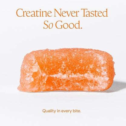 Create Creatine Monohydrate Gummies for Men & Women, Boost Focus, Strength, and Endurance, Anti-Melting Formula, Vegan, Gluten-Free, Non-GMO, 1.5g of Creatine per Gummy (Sour Peach)