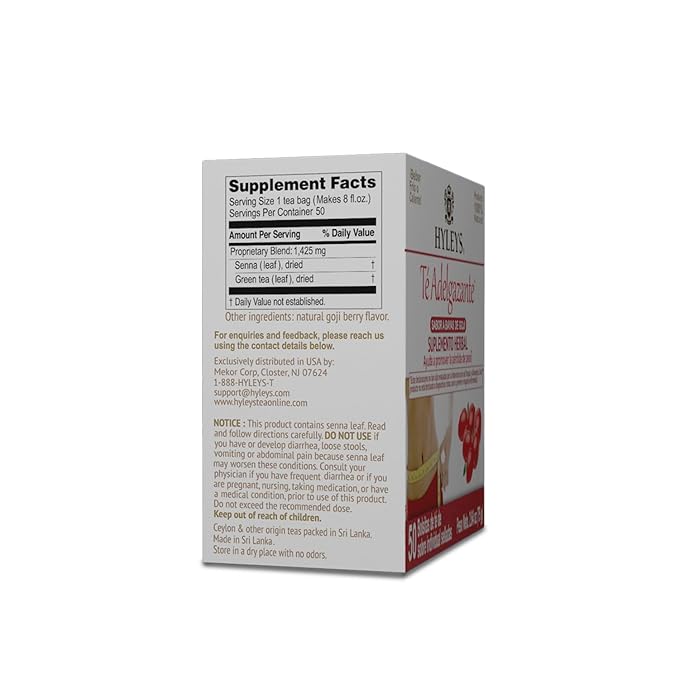 Hyleys Slim Tea Weight Loss Herbal Supplement with Goji Berry - Cleanse and Detox - 50 Tea Bags
