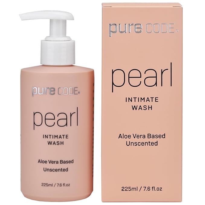 PURE CODE Aloe Vera-Based Pearl Intimate Wash - Gentle & Hydrating Intimate Cleanser for Skin Protection - Unscented Natural Feminine Wash Suitable for All Skin Types - 225ml (Pack of 2)