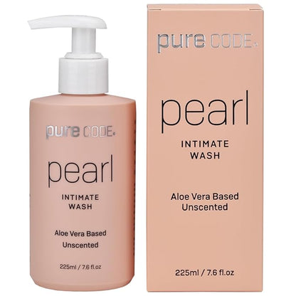 PURE CODE Aloe Vera-Based Pearl Intimate Wash - Gentle & Hydrating Intimate Cleanser for Skin Protection - Unscented Natural Feminine Wash Suitable for All Skin Types - 225ml (Pack of 2)