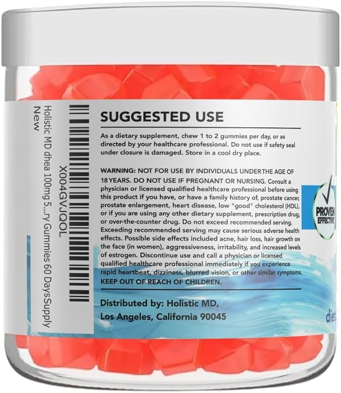 dhea 100mg 50mg dhea Supplement for Women | dhea Supplement for Men | clinically Studied high Absorption | Sugar Free Vegan Strawberry Gummies 60 Days Supply