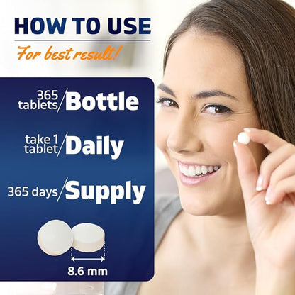 Vitamatic Biotin 10,000 mcg (10 mg) for Stronger Hair, Skin & Nails - 365 Vegan Tablets- Also Called Vitamin B7