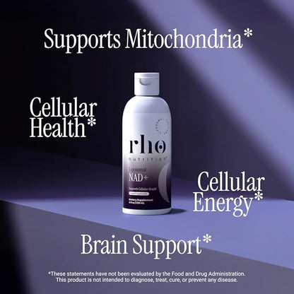 Rho Nutrition Liposomal NAD+ – Liquid Supplement Designed to Help Support Absorption – Active Form of NAD+ Helps Support Normal Cellular Health, Healthy Aging, Energy Metabolism and Overall Vitality