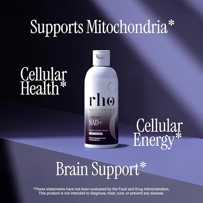 Rho Nutrition Liposomal NAD+ – Liquid Supplement Designed to Help Support Absorption – Active Form of NAD+ Helps Support Normal Cellular Health, Healthy Aging, Energy Metabolism & Vitality – 6 Pack