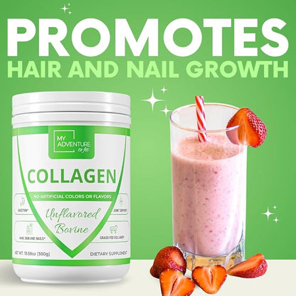My Adventure to Fit Hydrolyzed Collagen for Women - Grass Fed Collagen Powder for Muscle Growth & Collagen Protein Powder - Keto Collagen Powder for Joints & Gut Health - Unflavored Bovine 300g
