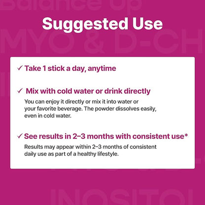 Balance Up Inositol 40:1 Myo & D-Chiro with Folate(Vitamin B9) & Choline – Hormone Balance & Reproductive Health Support for Women – Lemon Lime Stick Powder, 30 Servings