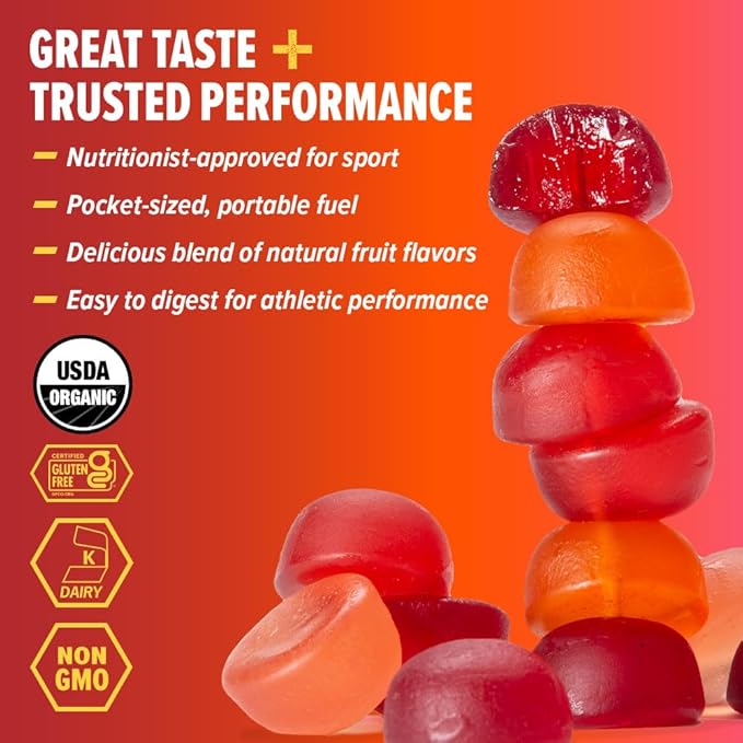 Honey Stinger Organic Fruit Smoothie Energy Chew, Gluten Free & Caffeine Free, for Exercise, Running and Performance, Sports Nutrition for Home & Gym, Pre and Mid Workout, 21.6 Ounces (Pack of 12)
