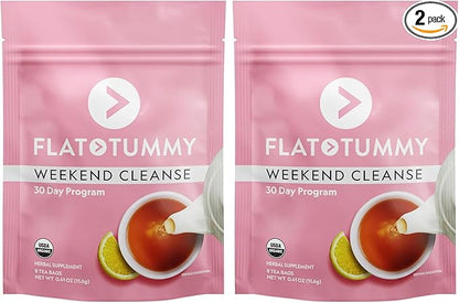 Flat Tummy Weekend Cleanse Tea-30 Day Program-All Natural Colon Cleanse w/Senna and Dandelion Root,Provides Bloating Relief for Women-Detox-Cleanse for Digestion Support and Gas Relief,(Pack of 2)