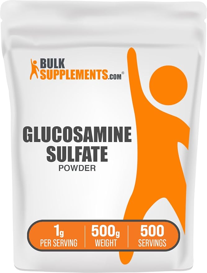 BulkSupplements.com Glucosamine Sulfate Powder - Glucosamine Supplement, Joint Support Supplement - Gluten Free, 1g per Serving, 500g (1.1 lbs) (Pack of 1)