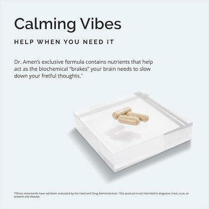 BRAINMD Dr Amen GABA Calming Support - 90 Capsules, Pack of 2 - Promotes Relaxation - Contains Magnesium, Vitamin B6 & Lemon Balm - 180 Total Servings