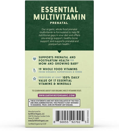 Prenatal Once Daily Multivitamin for Women for Conception, Pregnancy, Postpartum & Breastfeeding, Folate, Iron & Organic Whole Food Blend, Vegan, 30 Count