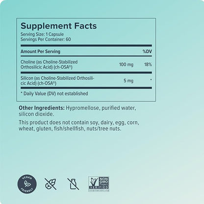 Biosil Collagen Booster Supplement - 60 Vegan Capsules - Patented ch-OSA Activator for Skin, Hair, Nails & Joints - Supports Natural Production - 30-Day Supply