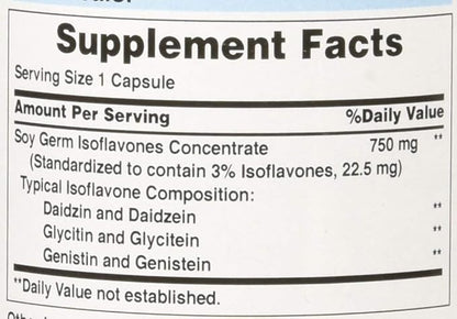 Puritan's Pride Non-GMO Soy Isoflavones 750mg, Dietary Supplement with Active Daidzein, Genistein, and Glycitein Supports Menopause and Hot Flashes, 120 Rapid Release Capsules (Pack of 2)