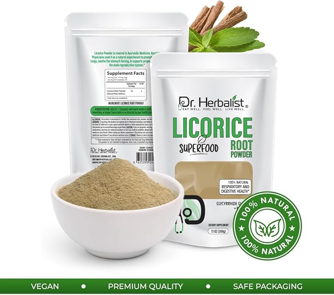 Dr. Herbalist Licorice Root Powder - 200g, Glycyrrhiza Glabra, Supports Digestive Health & Immunity