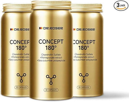 180° Anti-Gravity Capsules – Chondroitin Sulfate + Pomegranate Extract (Urolithin A) + Marine Collagen Elastin – Supports Joint Flexibility, Skin Elasticity & Bone Health – 90 Capsules