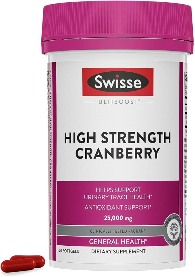 Swisse Cranberry Pills For Women & Men | PACran Cranberry Extract Supplement 25000mg | Urinary Tract Health Support for UTI * | Bladder & Kidney Support * | 100 Softgel Capsules