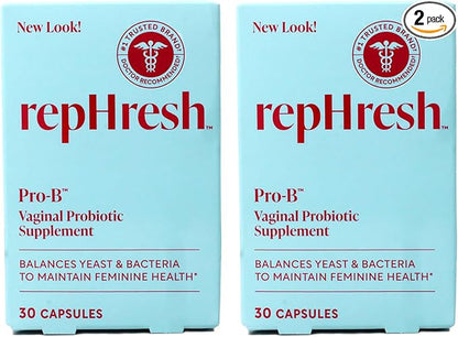 RepHresh Pro-B Vaginal Probiotic Supplement, 30 Capsules, Pack of 2