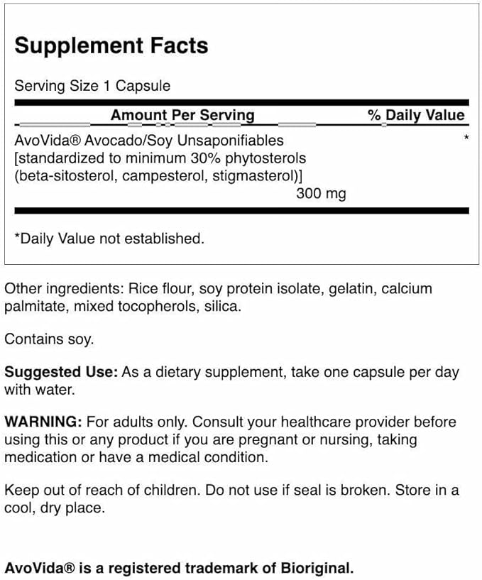 Swanson AvoVida - Natural Supplement Promoting Joint Health & Mobility - Avocado & Soybean Unsaponifiables to Support Cartilage & Tissue Health - (60 Capsules, 300mg Each) (4 Pack)