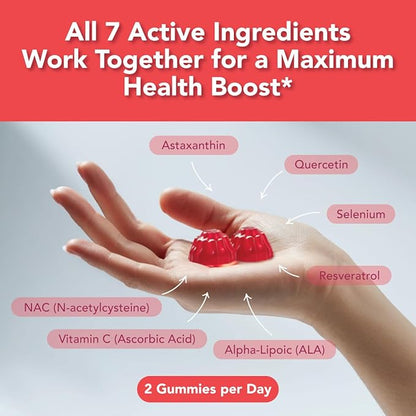 GOJOY NACsentials 7-in-1 NAC Gummies 600mg – Supports Glutathione, Liver & Antioxidant Wellness – N-Acetyl Cysteine with Vitamin C, ALA, Quercetin & Astaxanthin – Vegan, Sugar-Free