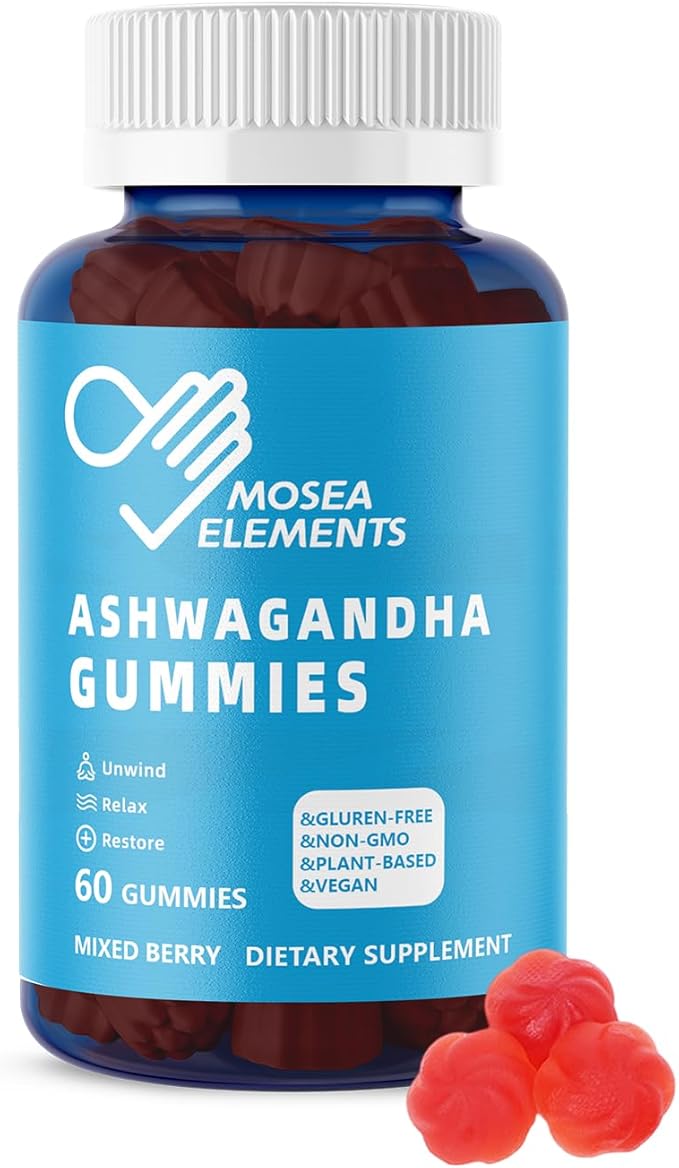 Ashwagandha Gummies & Vitamin D Gummies for Men & Women - Relax & Restore, Ashwa Root Extract Supplement Gummy, Mixed Berry Flavored (60 Count Pack of 1)