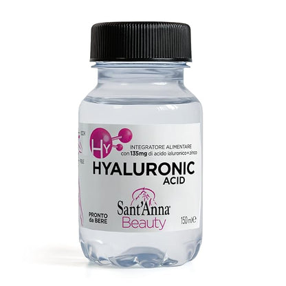 Sant'Anna Beauty Hyaluronic Acid, 5 Fl oz (Single Pack) | Hyaluronic Acid Supplement & Zinc for Radiant Skin & Joints in BPA-Free Bottles | Liquid Oral Hyaluronic Acid with Sugar-Free, Gluten-Free