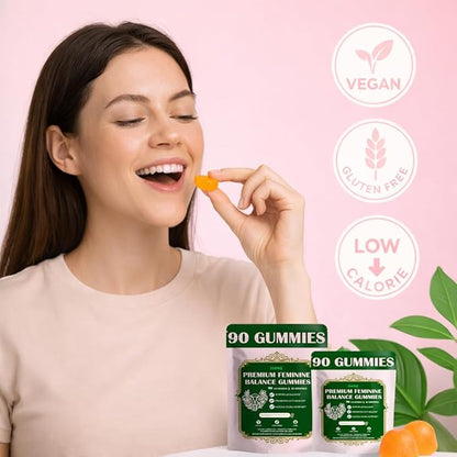 Premium Feminine Balance Gummies for Women - pH Balance Support & Vaginal Probiotic with Hawaiian Pineapple Flavor, Vegan, Gluten-Free – 90 Gummies (45 Servings)