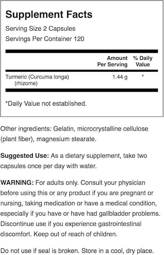 Swanson Full Spectrum Turmeric Curcumin Joint, Liver, and Digestive Support Supplement for Active Adults - Non-GMO, Gluten-Free (240 Vegan Capsules, 3 Pack)