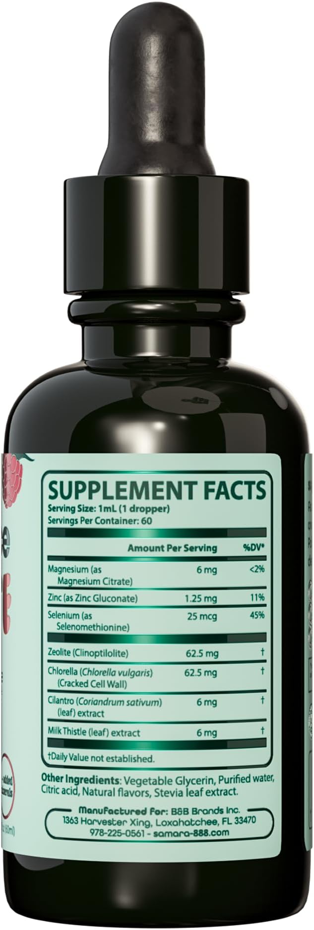 Zeolite Detox for Kids Liquid Drops, Gentle Full-Spectrum Cleanse & Immunity Support with Chlorella, Cilantro Leaf Extract, Milk Thistle, Zinc, Magnesium & Selenium, Mixed Berry Flavor, 60 Servings
