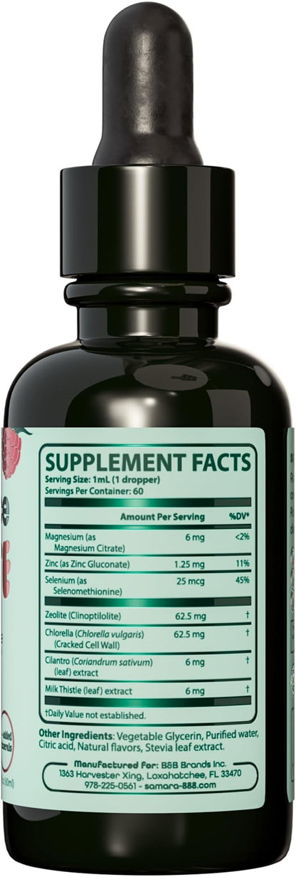 Zeolite Detox for Kids Liquid Drops, Gentle Full-Spectrum Cleanse & Immunity Support with Chlorella, Cilantro Leaf Extract, Milk Thistle, Zinc, Magnesium & Selenium, Mixed Berry Flavor, 60 Servings