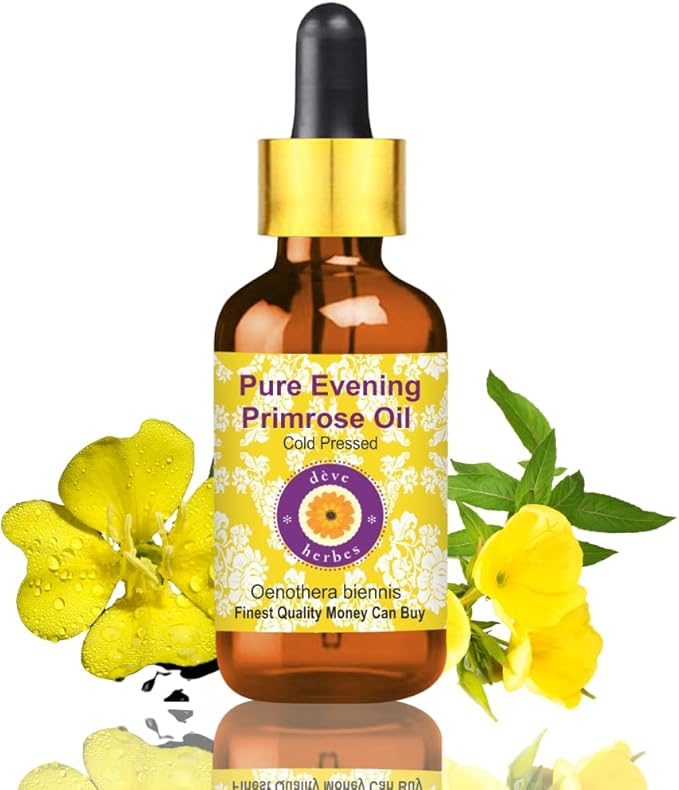dève herbes Evening Primrose Oil (Oenothera biennis) with Glass Dropper | Cold Pressed | Pure | for Diluting Essential Oils | Skin & Massage | Non-Sticky | Lightweight | Unisex | 15ml (0.50 oz)