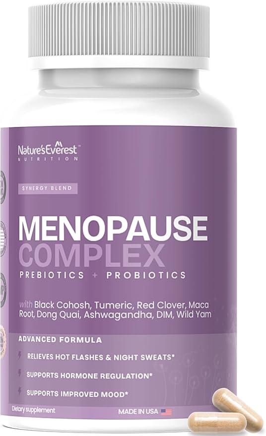 Complete Menopause Supplement for Women – Supports Hormone Balance, Hot Flashes, Night Sweats & Mood – with DIM, Black Cohosh, Dong Quai, Chasteberry, Pre & Probiotics – 90 Capsules – Made in USA