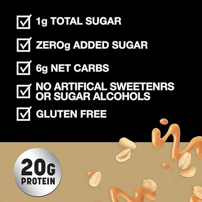KIND Protein MAX Sweet & Salty Caramel Peanut Crisp Snack Bars, 20g of Protein, Keto Friendly, 1g of Sugar Per Bar, Gluten Free, 4 Count Box