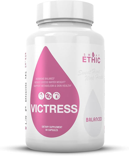 Sweat Ethic Victress, Hormone Balance Support for Women with KSM-66 Ashwagandha, DIM, Biotin, Folic Acid, Dandelion Root, Cayenne Pepper & Vitamin D3, Daily Wellness Formula, 90 Easy to Take Capsules