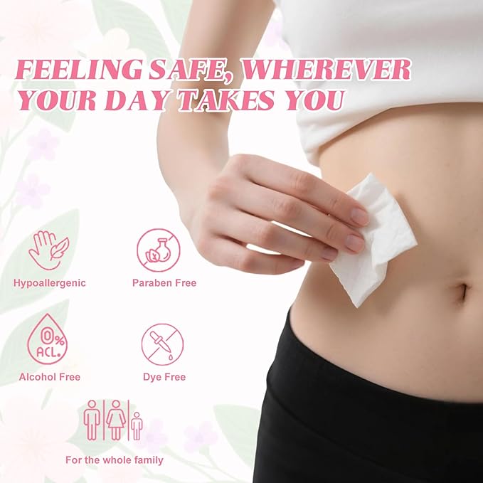 Feminine Wipes Individually Wrapped, Flushable Wipes Travel,Feminine Care Vaginal Wipes for Adult,Women, Girl and Homeless (Pack of 100,Unscented)